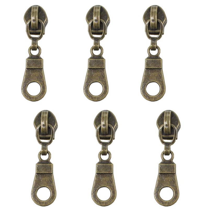 MebuZip 50PCS Anti-Brass Pulls for #5 Nylon Coil Zippers Antique Brass Zipper Sliders for Luggages Purses Bags (New) - Image 1